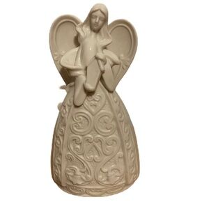 Burton + Burton Ceramic Cream Angel Bird House Christmas Decor Figure White